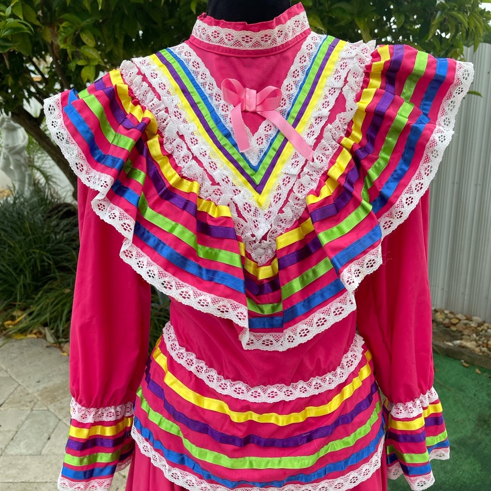 Vibrant Pink Multicolor Ruffled Dress - Picture 5 of 10